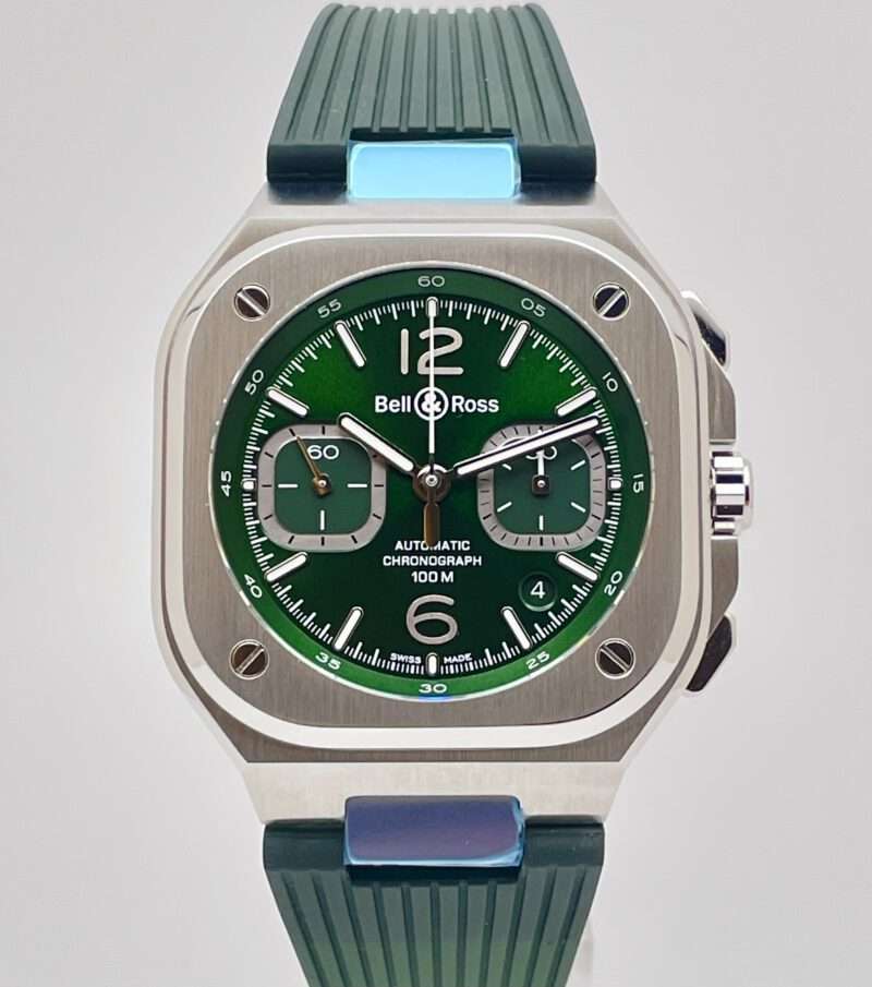 Bell & Ross BR 05 Chrono Green Steel BR05C-GN-ST/SRB - NEU/verklebt - Full Set