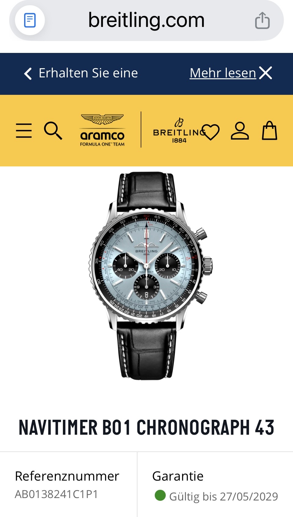 Breitling Navitimer 1 B01 Chronograph 43 - AB0138241C1P1 - Full Set aus 05/2024 – Bild 9