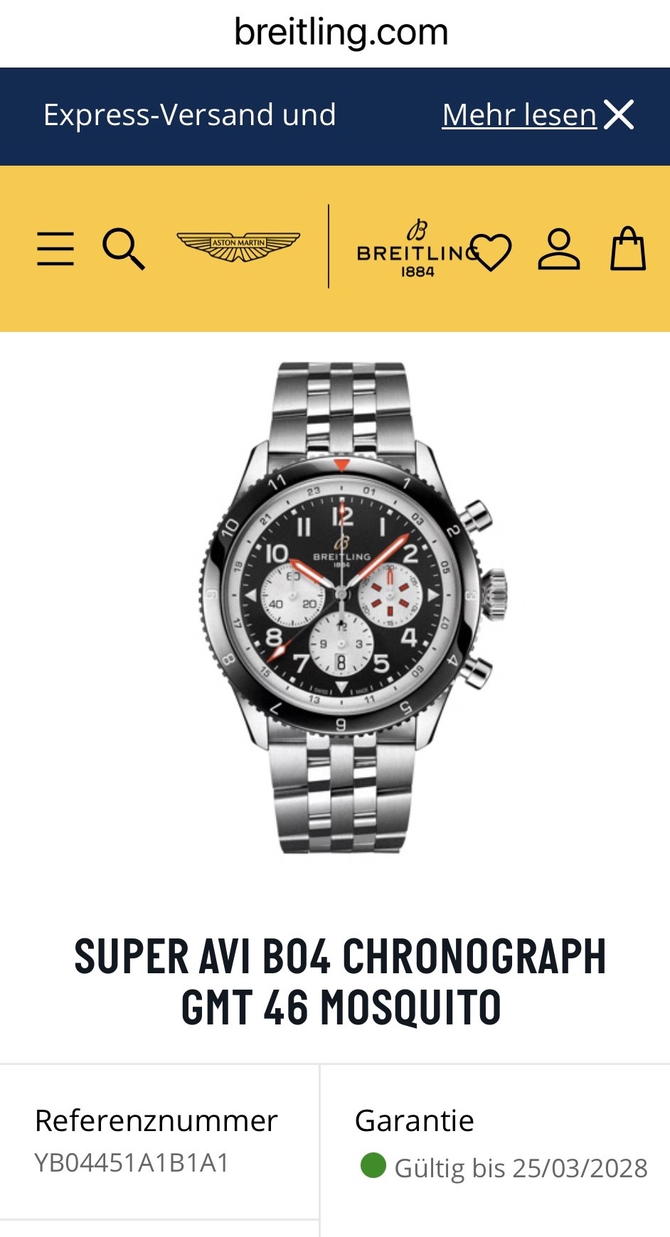 Breitling Super Avi B04 Chronograph GMT 46 Mosquito - YB04451A1B1A1 - ungetragen/verklebt – Bild 9